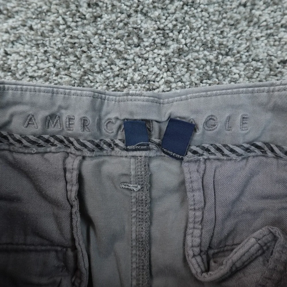 American Eagle Pants Mens 30X34 Gray Slim Khaki Chino Trouser Stretch Flat Front